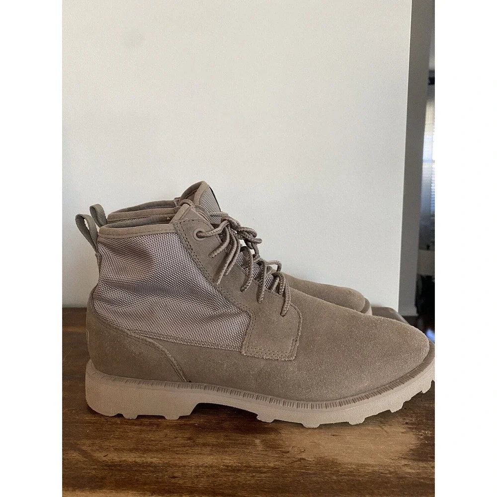 SOREL Caribou Mod Chukka Boots Mens Suede & Nylon Rain Boot Waterproof 8.5 Fungi